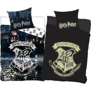 Harry Potter Dekbedovertrek Hogwarts Glow In The Dark - 140 X 200 Cm