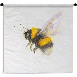 Wandkleed Bijen Illustratie - Illustratie van bij op witte achtergrond Wandkleed katoen 150x150 cm - Wandtapijt met foto