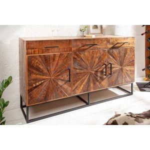Industrieel dressoir WOOD ART 160cm mangohout met houten mozaïek met de hand - 40525