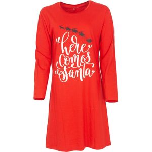Temptation - Dames Nachthemd - 100% Katoen - Kerst - Rood - Maat XL
