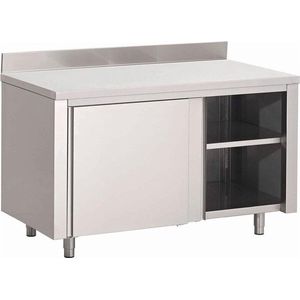 Gastro M - RVS Werktafel - Schuifdeuren - Achteropstand - 200x70x85cm GN162 - Horeca & Professioneel