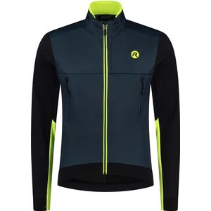 Rogelli Cadence Fietsjack Winter - Heren Fietsjas - Wind- en Waterafstotend - Blauw, Zwart, Fluor - Maat XXL