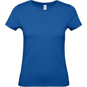 Set van 3x stuks blauw basic t-shirts met ronde hals voor dames - katoen - 145 grams - blauwe shirts / kleding, maat: XS (34)