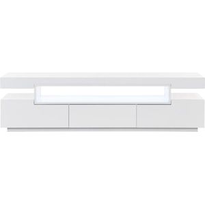 Vente-unique Tv-meubel met 1 nis en 3 lades met ledverlichting - in MDF - Wit - OKESA L 180 cm x H 50 cm x D 40 cm