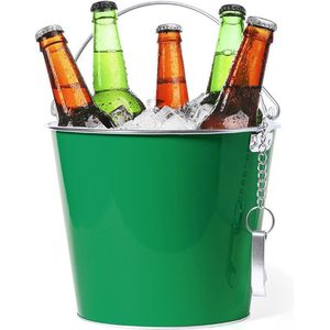 IJsemmer/bierkoeler metaal groen - 6L - Drankemmer - Drankkoeler - Wijnkoeler