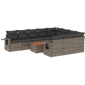 vidaXL Loungeset 11-delig - Poly Rattan - Zwart Loungebed - Lounge Set - Tuinmeubels - Outdoor Furniture - Tuinlounge