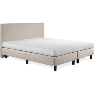 Boxspring Sofia Luxe 160x200 inc wit matras glad hoofdbord Beige