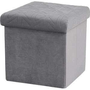 Kleine speelgoedkast - Opbergkruk voor kinderen - Voetsteun - Opvouwbare kubuskruk - Grijs 32x32x32cm