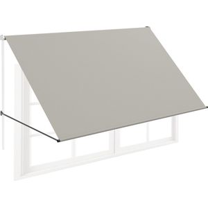 NAIZY Uitvalscherm Uittrekbaar zonnescherm met koord en aluminium steunstang balkonzonwering zonnescherm zonwering voor ramen terras balkon 200x145 cm, Grijs