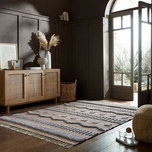 Flycarpets Medina Modern Jute - Laagpolig Vloerkleed - Naturel / Grijs - 160x230 cm
