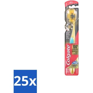 Colgate - Tandenborstel - 360 Charcoal Gold Soft - Zwart/Goud - 1 Tandenborstel - Bulkverpakking - 25 stuks