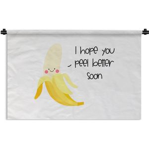 Wandkleed - Wanddoek - Beterschap - Quotes - Banaan - 120x80 cm - Wandtapijt