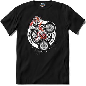Live To Ride | Mountain Bike - Fiets - Bicycle - T-Shirt - Unisex - Zwart - Maat XL