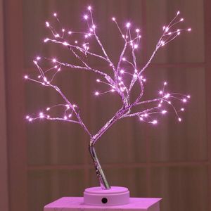 MIRO Lichtboom Roze - Lichttakken - Warm Wit Licht - Led - USB & Batterij - Kerst - Woonkamer - Slaapkamer - Decoratie - Nachtlampje - Aan & Uit Knop