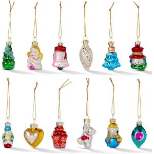 12 Vintage Glazen Kerstballen, 4cm - Hangende Kerstboomversiering, Kerst Decoratie