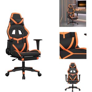 vidaXL Gamingstoel - Gamingstoelen - Televisiestoel - Racingstoel - Massage gamestoel met voetensteun kunstleer zwart en oranje