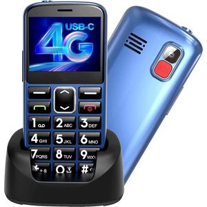 Senioren Mobiele Telefoon 4g - Senioren GSM - Zwart met Blauw