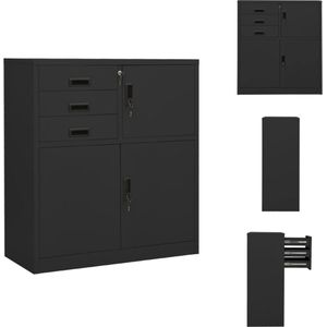 vidaXL Archiefkast - Antraciet - 90 x 40 x 102 cm - Met kluisje en verstelbaar schap - Kast