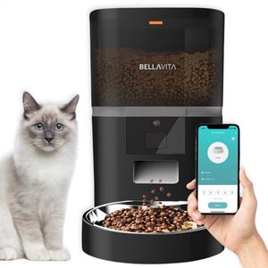 BELLAVITA® Automatische voerbak zonder Camera - Zwart - Nieuw Model 2024 - Voerautomaat Met App - Voerbak hond - Smartphone Besturing - Voerinhoud 6 Liter - Voor Katten en Hondenvoer - Droogvoer - Automatische voerbak kat - Automatische voerbak