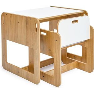 Minera Dove1 Montessori Kinderbureau - Kindertafel en 1 Stoeltjes - Montessori Kindertafel - Peuters tafel - Speeltafel voor Kinderen - Activiteiten Tafel - Zitgroep - 1 tm 5 jaar - Kindermeubels