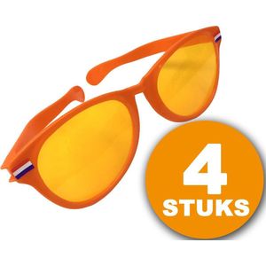 Oranje Feestbril | 4 stuks Oranje Bril ""Megabril"" | Feestkleding EK/WK Voetbal | Oranje Versiering Versierpakket Nederlands Elftal Oranjepakket