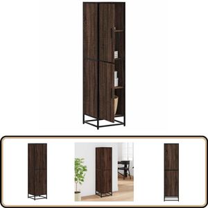 vidaXL Hoge kast - Bruin eiken - Bewerkte materialen Hoge Kast - Opslagoplossing - Keukenopslag - Houten Kast - Metalen Kast