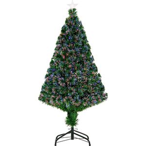 LED-kerstboom kunstkerstboom kerstboom dennenboom boom met metalen standaard, glasvezel kleurwisselaar, groen, 120 cm