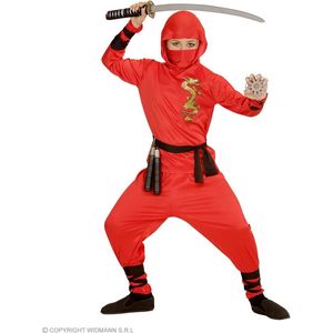 Widmann - Ninja & Samurai Kostuum - Red Dragon Ninja Strijder - Jongen - Rood - Maat 104 - Carnavalskleding - Verkleedkleding