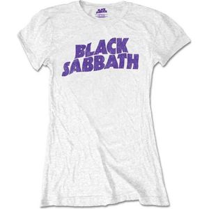 Black Sabbath - Wavy Logo Vintage Dames T-shirt - S - Wit
