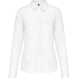 Blouse Dames 3XL Kariban Lange mouw White 65% Polyester, 35% Katoen