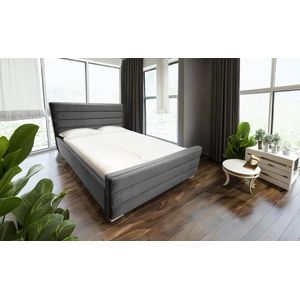 Maxi Maja - AMOR II tweepersoonsbed - Bed met frame - Container naar boven openend - Chromen poten - 160 x 200 - Kleur grijs - Monolith 85 stof