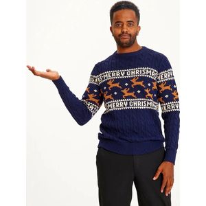 Foute Kersttrui Dames & Heren - Christmas Sweater ""Traditioneel & Stijlvol Blauw"" - 100% Biologisch Katoen - Mannen & Vrouwen Maat XXXXL - Kerstcadeau