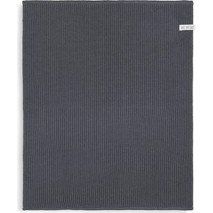 Knit Factory Gebreide Badmat - Douchemat Morres - Badkamermat - Toiletmat - Antraciet - Donkergrijs - 60x50 cm - Katoen