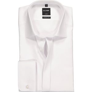 OLYMP Luxor modern fit overhemd - smoking overhemd - wit - structuur stof met Kent kraag - Strijkvrij - Boordmaat: 46