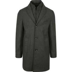 Suitable - K150 Coat Wol Blend Ruit Donkergroen - Heren - Maat 54 - Modern-fit