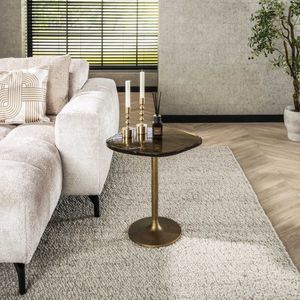 LifestyleFurn Organische Bijzettafel Cassidi Glas, 53 x 42cm - Goud Antiek
