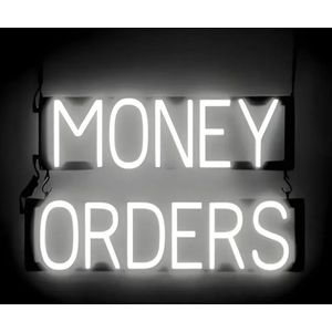 MONEY ORDERS - Lichtreclame Neon LED bord verlicht | SpellBrite | 61 x 38 cm | 6 Dimstanden - 8 Lichtanimaties | Reclamebord neon verlichting