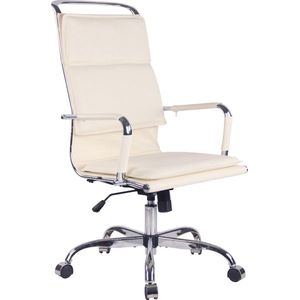 Bureaustoel - Bureaustoelen voor volwassenen - Design - Ergonomisch - Kunstleer - Crème - 58x63x120 cm