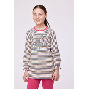 Woody Meisjes-Dames Pyjama multicolor streep - maat 12Y