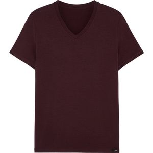 HOM Tencel soft tee-shirt v neck (1-pack) - heren T-shirt V-hals - bordeaux - Maat: XXL