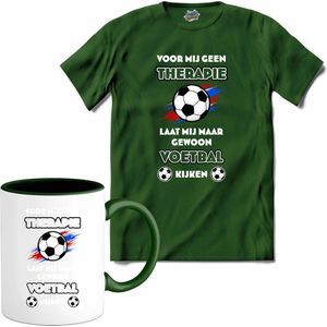 Voor mij geen therapie, maar voetbal-  Oranje elftal WK / EK voetbal - feest kleding - grappige zinnen, spreuken en teksten - T-Shirt met mok - Heren - Bottle Groen - Maat 4XL