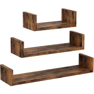 Nancy's Enid Wandplanken - Set van 3 - Wandplank zwevend - Industrieel - Hout