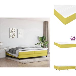 vidaXL Boxspringbed Groen - Multiplex lattenbodem - Pocketvering matras - Middelharde ondersteuning - Huidvriendelijk topmatras - 203x200x25cm - Bed