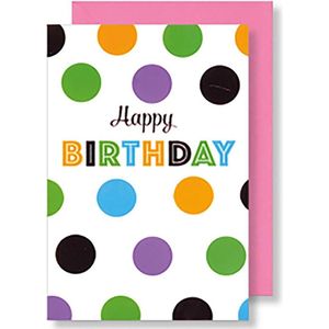 6x dubbele wenskaart met envelop - Happy Birthday - Stippen - 11,5 x 17 cm