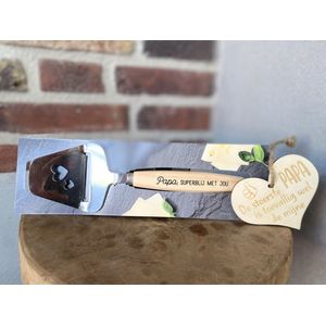 Kaasschaaf met de tekst papa superblij met jou inclusief houten hartje papa - vaderdag cadeau - vaderdag - papa