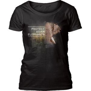 Ladies T-shirt Protect Asian Elephant Black XXL