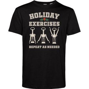 T-shirt Holiday Exersize | Foute Kersttrui Dames Heren | Kerstcadeau | Kerstpakket | Zwart | maat XL