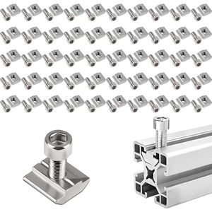 50 stuks M5-groefbouten koolstofstaal T-groefmoeren M5 - T-groefmoeren - inbusschroeven - aluminium profielen - universeel - hoogwaardige kwaliteit
