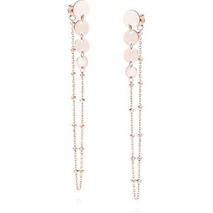 Rosekleurig Oorbellen - Oorhangers met ketting echt zilver - Cascading Chain Earrings - Amona Jewelry
