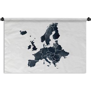 Wandkleed EuropakaartenKerst illustraties - Europakaart in donkerblauwe waterverf Wandkleed katoen 180x120 cm - Wandtapijt met foto XXL / Groot formaat!